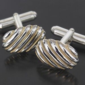 Tiffany & Co. Sterling Silver 18K Yellow Gold Twist Rope Cuff Links Cufflinks